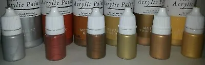 £4 • Buy Docraft Acrylic Paint Metallic Gold Silver Copper Bronze 5ml Bottles