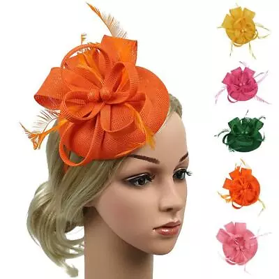 £11.03 • Buy Race Wedding Womens Feather Pillbox Hat Fascinator Derby Party Headband Clip