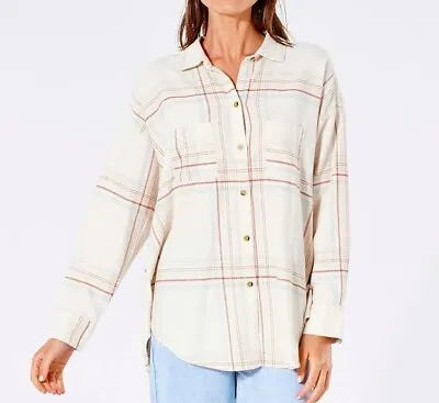 $76.62 • Buy RIP CURL Women's SAYULITA L/S Flannel Shirt - Bone - Size XS - NWT