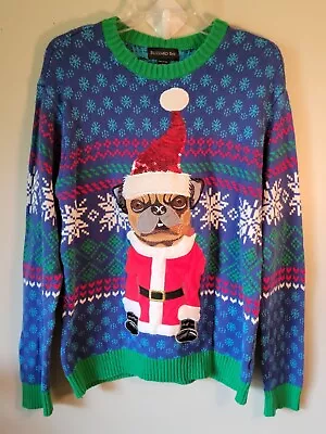 Christmas Sweater Size Medium Men's Cigar Smoking Dog Cotton EUC • $13.25