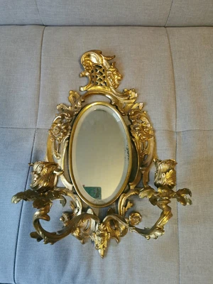 £125 • Buy Victorian Brass Mirror Candle Sconce