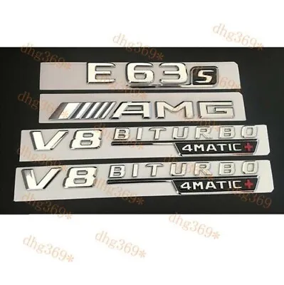 Chrome E-Class W213 Rear Trunk Emblem Decal Badge Set AMG/E63 S/V8 Biturbo • £119.99