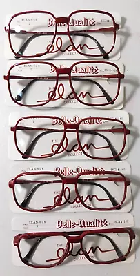 Vintage 5 Pc. Lot ELAN 606 Col. 1 Red Amb. 56/14 Carbon Eyeglass Frames NOS #413 • $9.99