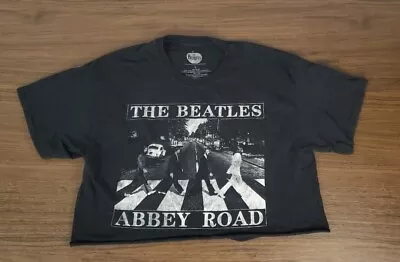 The Beatles T-shirt Women's Size Large Abbey Road Cropped Short Sleeve Black • £16.08