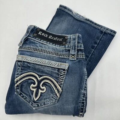 $29.99 • Buy Rock Revival Jeans Alanis Boot Cut Low-Rise Women's Size 25 Distressed Stretch