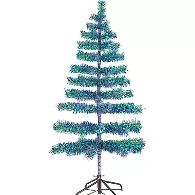 Shiny Blue And Matte White Firework Tinsel Christmas Tree Stand Included • $89.99