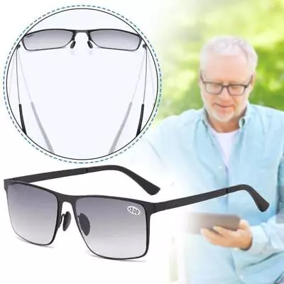 Men Bifocal Tinted Reading Sunglasses Metal Outdoor UV Vision Glasses • £6.59