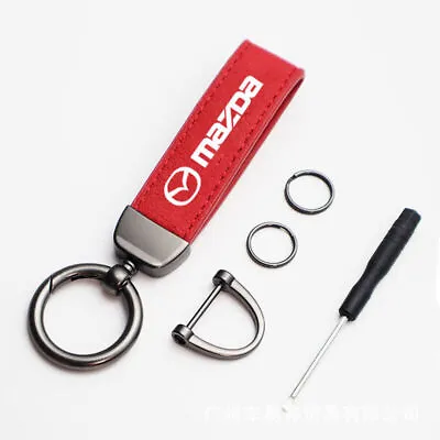 Suede Red Leather Key Chain Ring Keyfob For Mazda 3 6 9 CX-5 CX-7 RX-7 RX-8 MX-5 • $10.99