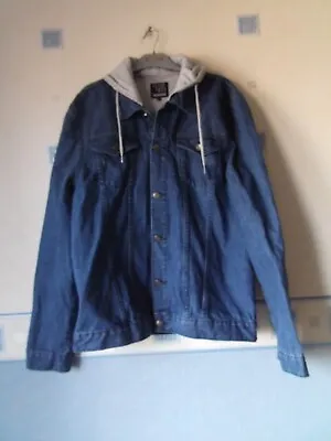 Mens Hooded  Denim  Jacket Size X Lge Blue  *twisted Soul* • £7.99