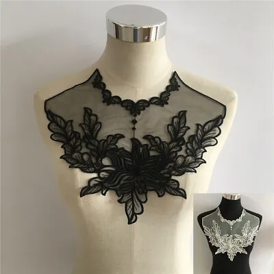 Flower Lace Embroidery Applique Fabric Sewing Craft Trim Collar Corsage Dress • £3.47