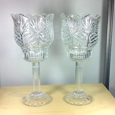 Two Vintage Shannon Crystal Candle Holders Ireland Clear Glass • $20