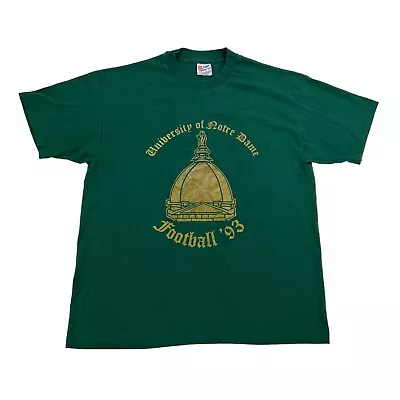 VTG 90s Notre Dame T-Shirt Irish Football 1993 Schedule Men XL Golden Dome USA • $59.95