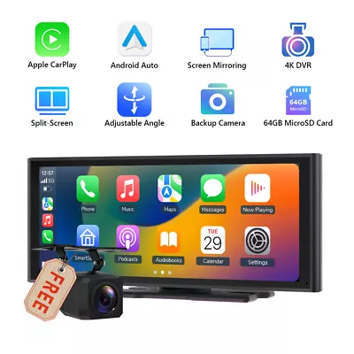 Portable Dash CarPlay Android Auto 9.33  IPS Car Stereo Radio GPS Nav Bluetooth • $146.46