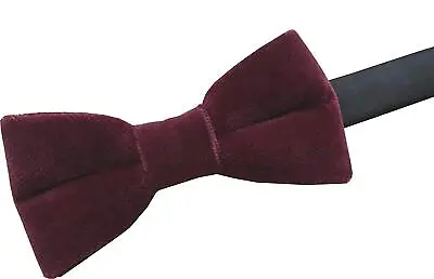 Men's Burgundy Velvet Bow Tie 100% Cotton • £10.99