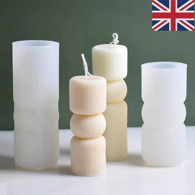 £7.25 • Buy Candle Mould Geometric DIY Pillar Cylinder Soap Wax Mold Silicone Crafts Making