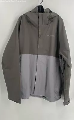 Columbia Mens Gray Long Sleeve Full Zipped Pockets Rain Jacket Size 2XL • $19.99