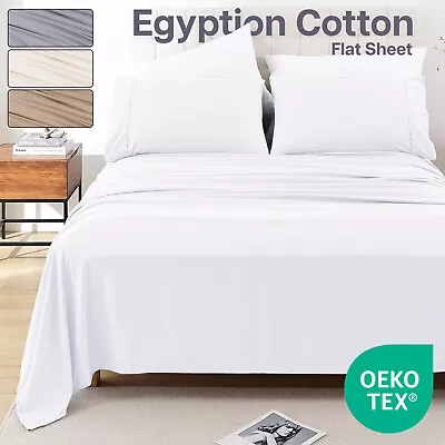 Full Flat Sheet Bed Sheets Luxury 100% Egyptian Cotton Single Double King Size • £8.27