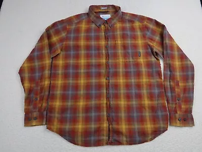 Columbia Men's Flannel Shirt Size Medium Regular Fit Orange Plaid Button Up • $12.88