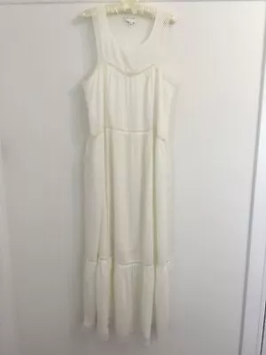 Witchery Maxi Dress Warm White Full Length With Lace Trim Lined Size 14 • $55