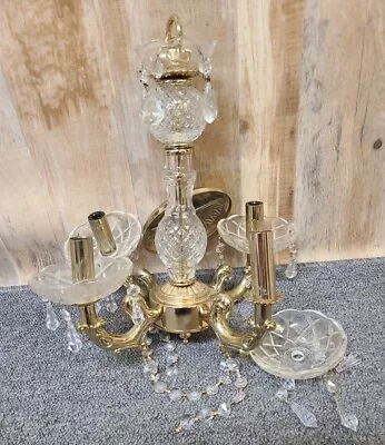 Vintage French Empire Style Crystal Prism Hanging Light Fixture Chandelier Old • $89.99