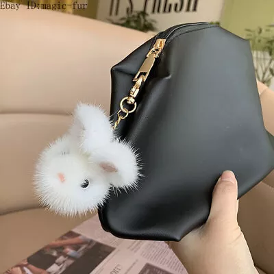 6cm Real Mink Fur Rabbit Bunny Mink Fur Ball Bag Charm Keyring Phone Pendant • $9