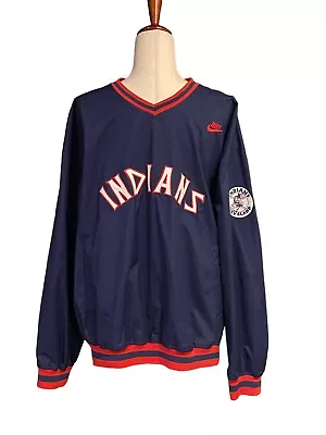 Vintage Cleveland Indians Nike Cooperstown Collection Wahoo Pullover Jacket L • $47