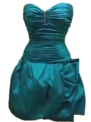 $150 • Buy Lili Rubin Ballroom Dance Dress/Gown Prom Short Strapless Turquoise Brooch 10