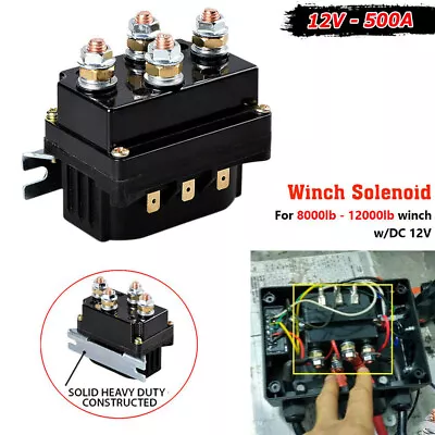 500A 12V Winch Contactor Thumb Switch Winch Solenoid Relay For Warn Atv Utv US • $39.99