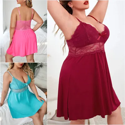 $9.99 • Buy Plus Size Women Sexy Lingerie Lace Babydoll Nighdress Pajamas Nightgown Dress US