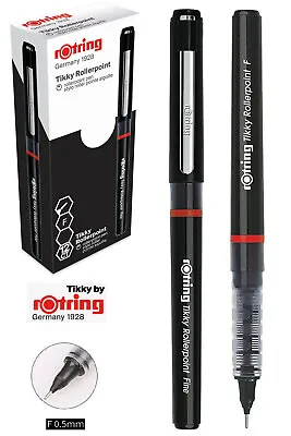 £12.99 • Buy Box Of 12 ROtring Tikky Rollerpoint Ballpoint Pens Black Ink Fine Nib 0.5mm Pen