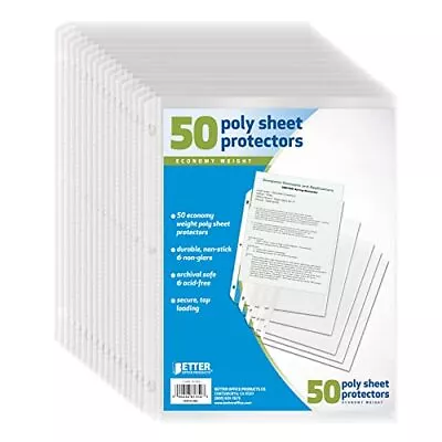 50 Sheet Page Protectors Office Clear Plastic Document Paper Binder Sleeves US • $7.39