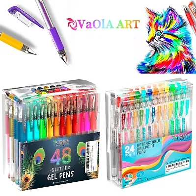 Gel Pens 2 Sets 72 Colors 48 Glitter  Gel Pens And 24 Retractable Gel Pens Sets • $22.99