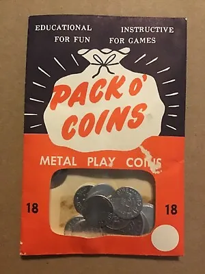 Vintage PACK O' COINS Metal Play Coins 18 Total Educational $5 Shipping  • $4.99