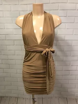 Beige Multi-way Dress Halter Cross Back Mini Sexy Party Dress  • £3.99