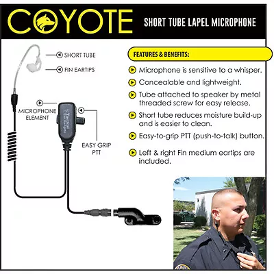 Earphone Connection COYOTE Q-Release Lapel Mic Headset For Vertex VX (See List) • $105.44