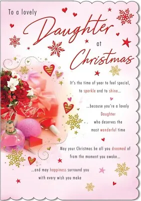 Daughter Christmas Card Loving Sentimental Verse 9 X 6 Inches Traditional • £3.69