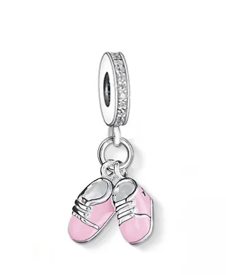 Sterling Silver 925 🌸 Pink Booties Charm & Pouch Baby Shower Daughter Girl • £17.99