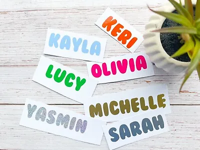 Personalised Name Sticker Vinyl Word Label Decal Bauble Water Bottle Lunch Box A • £2.11