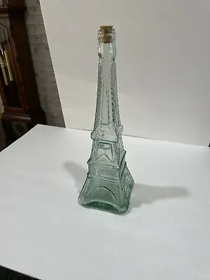 Eiffel Tower Corked Decanter Light Green Color; Knobler Glass; Etched Glass • £9.40