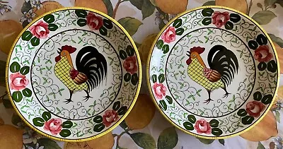 UCAGCO Rooster And Roses  Early Provincial 8” Salad Plates Lot Of 2 • $25