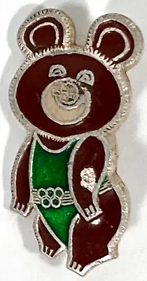 Misha Bear 1980 Moscow Olympic Game Green Enamel Vtg Soviet USSR Mascot PIN RARE • $17.99