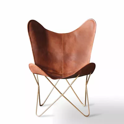 Handmade Vintage Buffalo Leather Butterfly Chair Folding Home Décor Relax Chair • $146.69