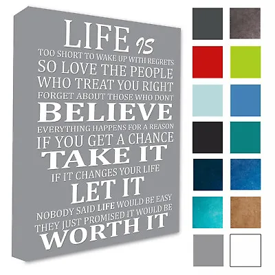 Motivational Wall Picture Life Is Too Short Wall Plaque Signs Canvas Wall Print • £13.99