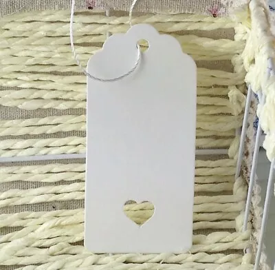 £1.85 • Buy Kraft Paper Blank Gift Tags Scallop Heart Hollow Labels 4x8cm White
