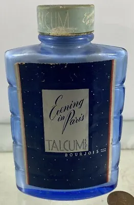 Vintage 1940's Deco Perfume Cobalt Bottle Evening In Paris Talcum Bourjois • $25.29