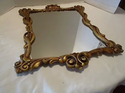 Midcentury Wall Mirror Art Nouveau Style Gold Acrylic USA 1970’s LLC. 23.5 X 18 • $144