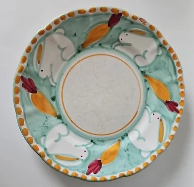 Vietri Solimene Campagna Sul Mare Bunny Rabbit Carrot 10  Plate Italy Easter • $25