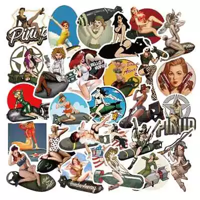 50 Pack Sexy Pin-up Girl WW2 Vintage Retro Bomber Vinyl Stickers Decal Garage • $9.99
