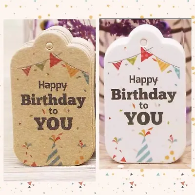 £1.95 • Buy Kraft Paper HAPPY BIRTHDAY TO YOU Gift Hang Tags Scallop Labels 2 X1.2  (5x3cm) 