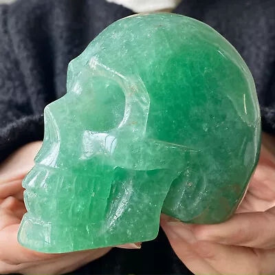 1.96LB Natural Green Strawberry Quartz Crystal Skull Hand Carved Decoration • $0.99